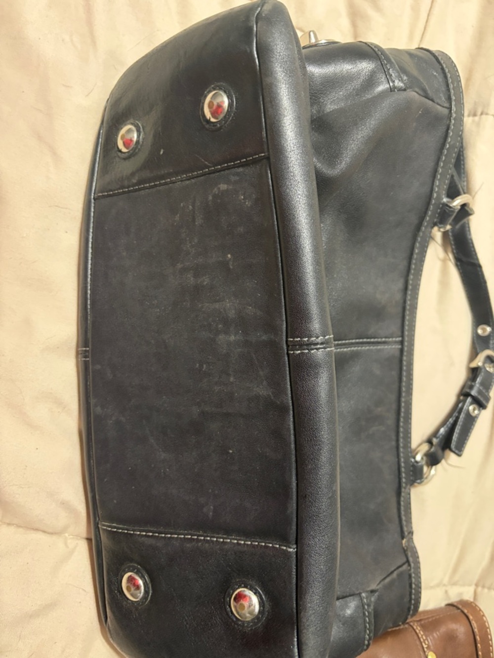 Coach Black Leather Shoulder Bag with Pleated Front - Picture 4 of 4